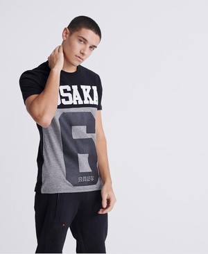 Superdry Mono Osaka 6 Férfi Pólók Fekete/Szürke | IDBJW1749